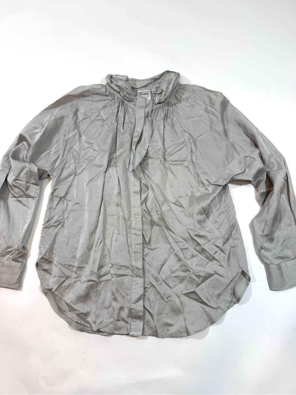 Finely Radiance Satin Blouse Grey